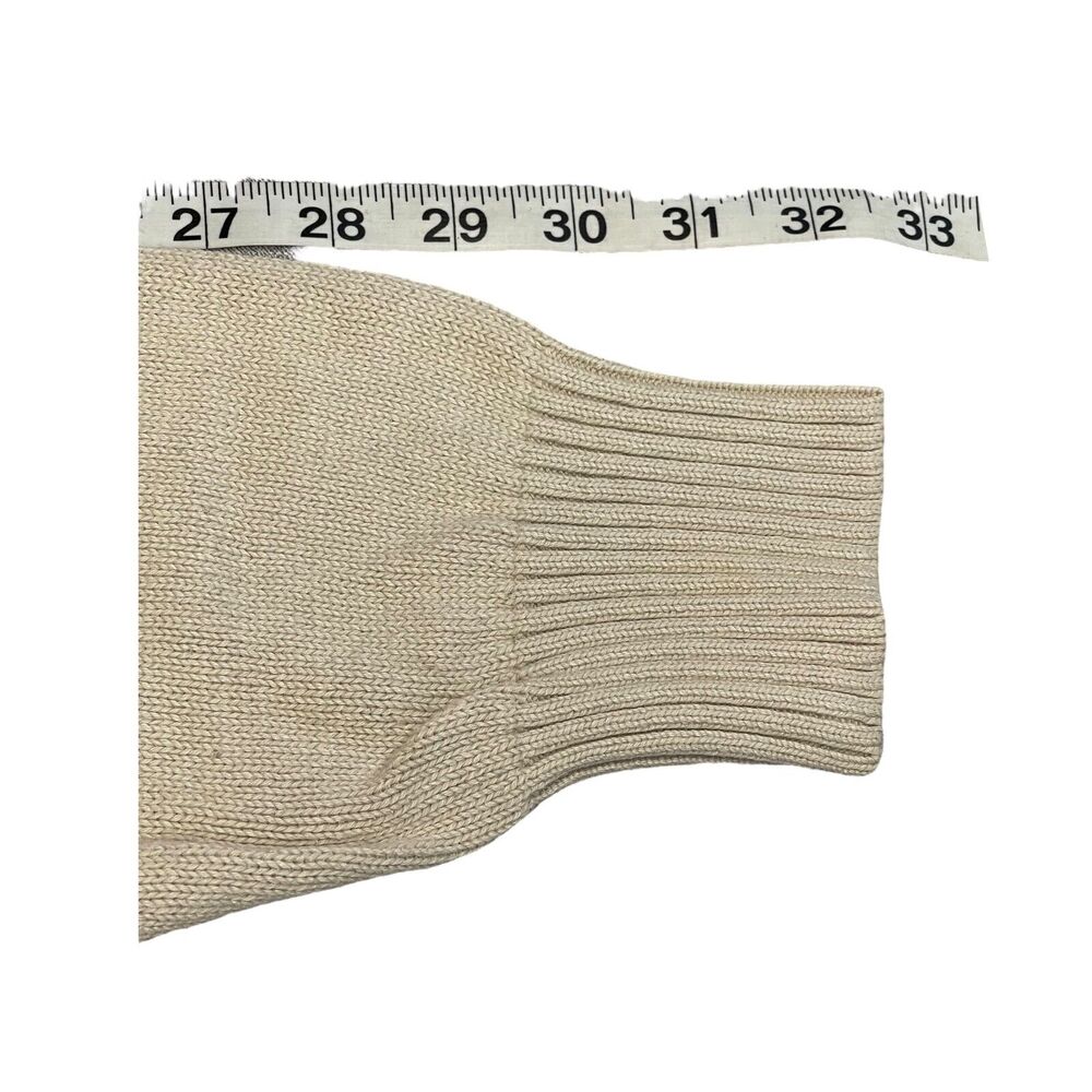 Spring + Mercer Sweater Women's Medium Beige 100% Cotton Long Sleeve Quarter Zip - Picture 6 of 6